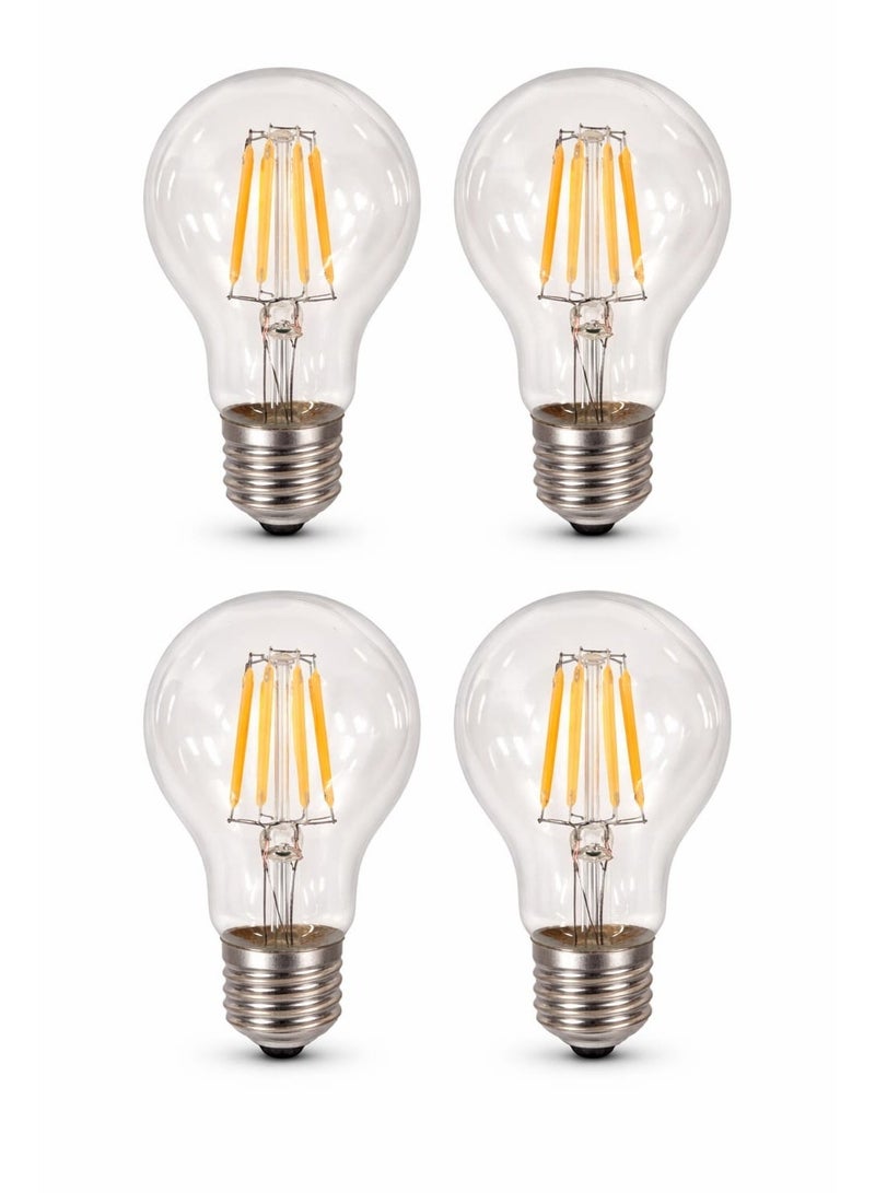 Dimmable LED E27 Filament Bulb 8W A60, Set of 4 | 2700K Warm White | 800 Lumens, MADE in GERMANY - Image 1